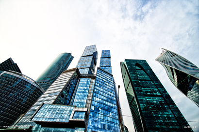 I Grattacieli di Mosca city visti dal basso