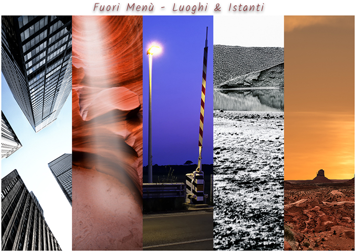 Miscellanea di fotografie fuori menu di luoghi e istanti