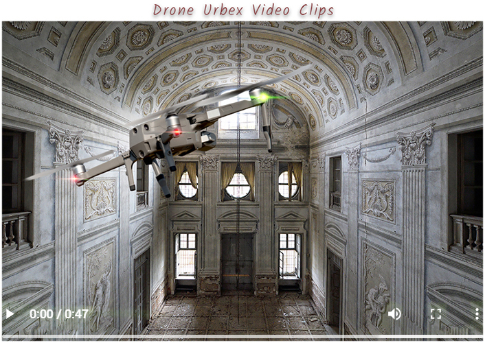 Drone vola dentro villa abbandonata