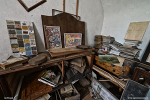 Quadri e libri nella casa del pittore