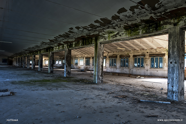 Interno di un capannone della fabbrica delle statue