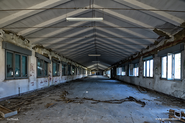 Interno di un capannone della fabbrica delle statue