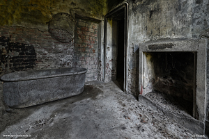 Vasca da bagno e caminetto della villa del lampadario