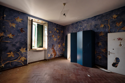 Camera con conigli pitturati a Villa Morazzana
